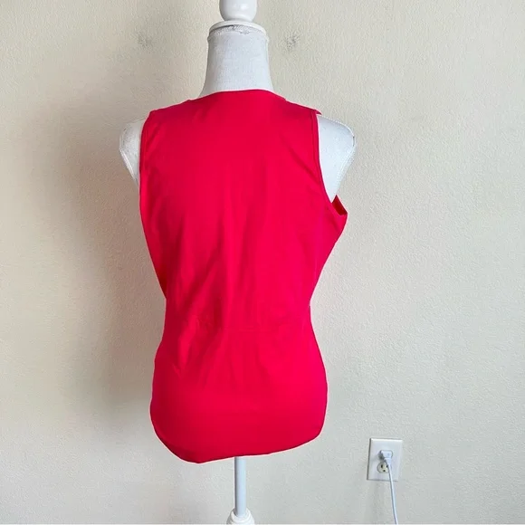 Hot Pink Harness Strappy Choker Plunge V-Neck Tank Bodysuit - Picture 4 of 11